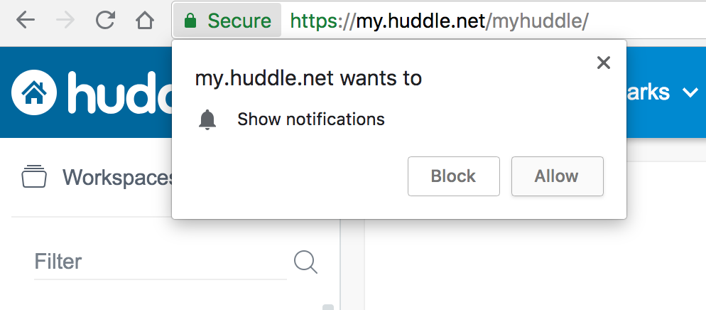 Web push notification example showing browser notification